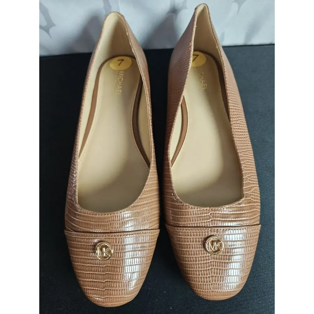MICHAEL KORS Women's 7.5 Brown Textured Flats New